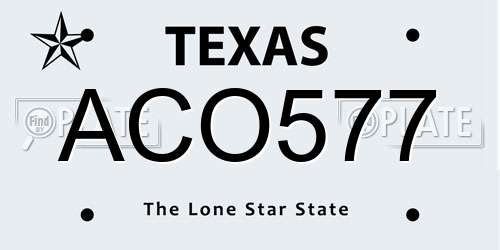 ACO577 Texas License Plate