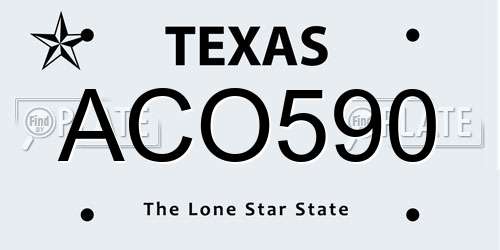 ACO590 Texas License Plate
