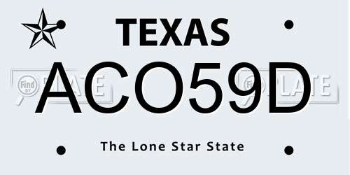 ACO59D Texas License Plate