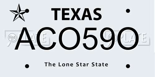ACO59O Texas License Plate