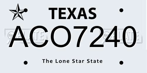 ACO7240 Texas License Plate