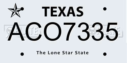ACO7335 Texas License Plate