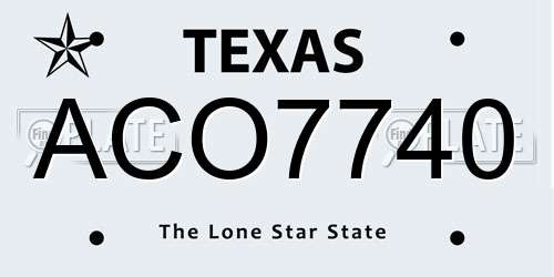 ACO7740 Texas License Plate