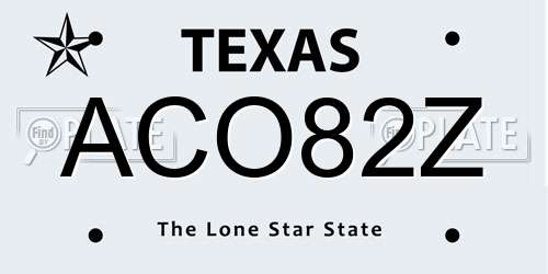 ACO82Z Texas License Plate