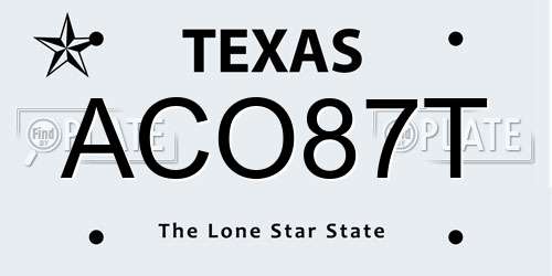 ACO87T Texas License Plate