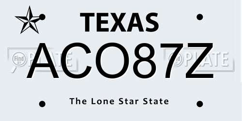 ACO87Z Texas License Plate