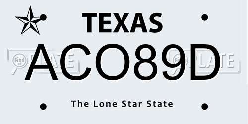 ACO89D Texas License Plate