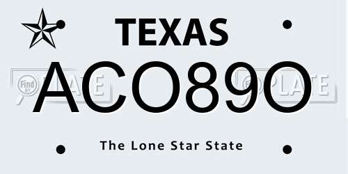ACO89O Texas License Plate