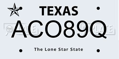 ACO89Q Texas License Plate