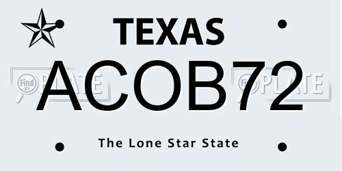 ACOB72 Texas License Plate