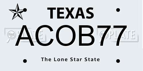 ACOB77 Texas License Plate
