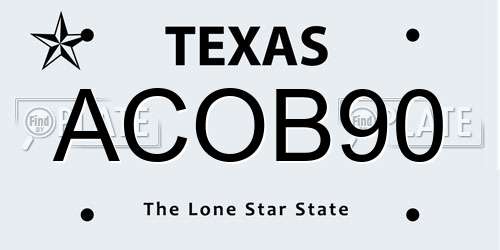 ACOB90 Texas License Plate