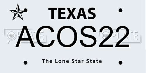 ACOS22 Texas License Plate