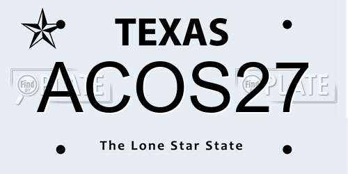 ACOS27 Texas License Plate