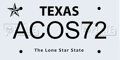 ACOS72 Texas License Plate