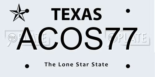 ACOS77 Texas License Plate