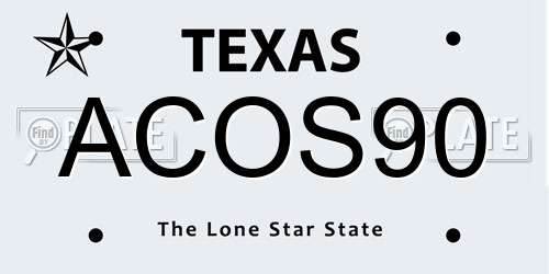 ACOS90 Texas License Plate