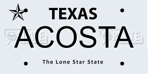 ACOSTA Texas License Plate