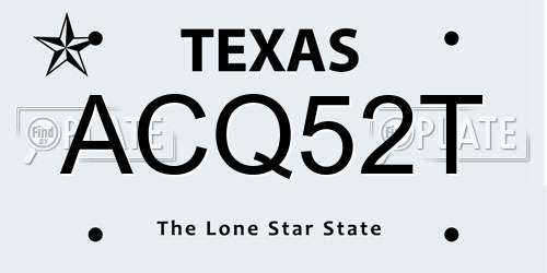 ACQ52T Texas License Plate