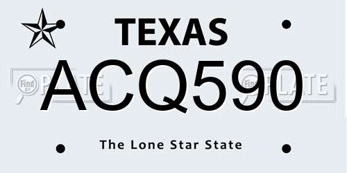 ACQ590 Texas License Plate