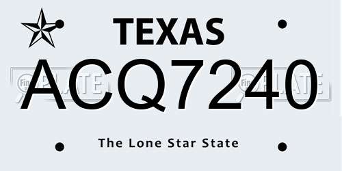 ACQ7240 Texas License Plate