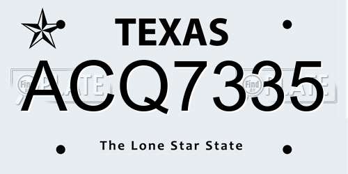 ACQ7335 Texas License Plate