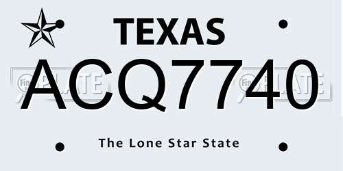 ACQ7740 Texas License Plate