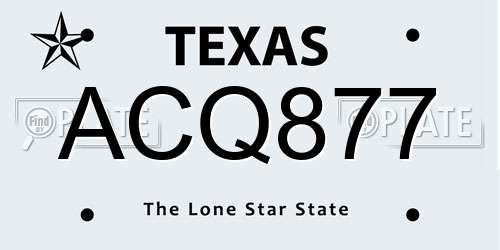 ACQ877 Texas License Plate