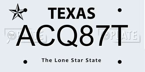 ACQ87T Texas License Plate