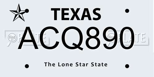 ACQ890 Texas License Plate