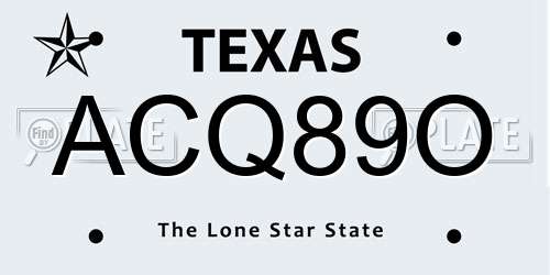 ACQ89O Texas License Plate