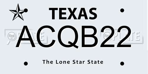ACQB22 Texas License Plate