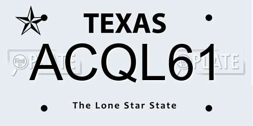 ACQL61 Texas License Plate