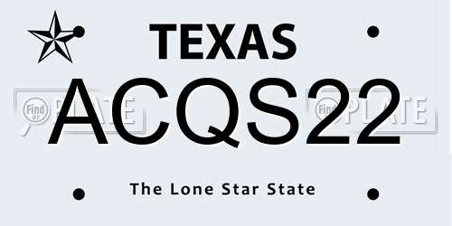ACQS22 Texas License Plate