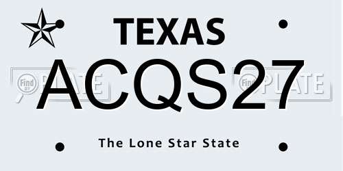 ACQS27 Texas License Plate
