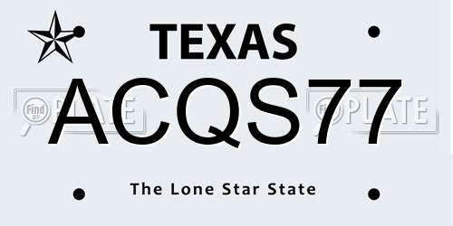 ACQS77 Texas License Plate