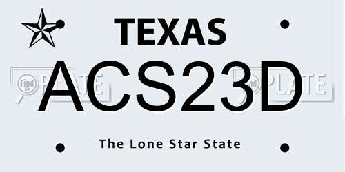 ACS23D Texas License Plate
