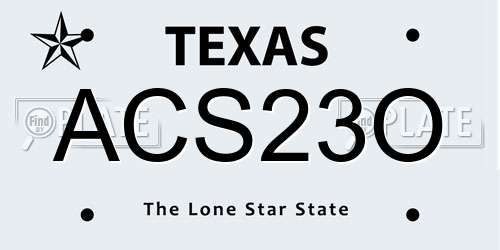 ACS23O Texas License Plate
