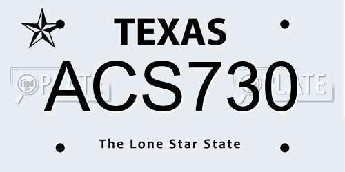 ACS730 Texas License Plate