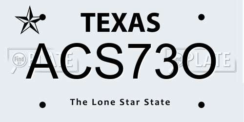 ACS73O Texas License Plate