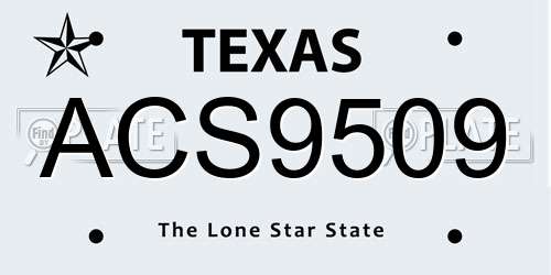 ACS9509 Texas License Plate