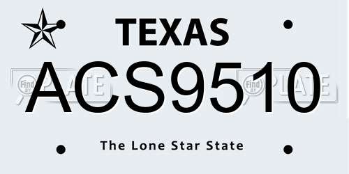 ACS9510 Texas License Plate