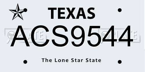 ACS9544 Texas License Plate