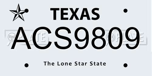 ACS9809 Texas License Plate