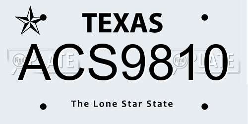 ACS9810 Texas License Plate