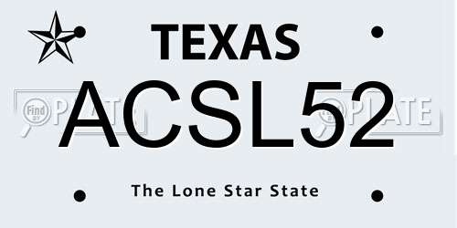 ACSL52 Texas License Plate