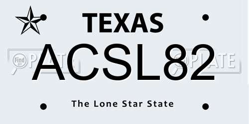 ACSL82 Texas License Plate