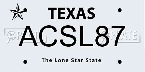 ACSL87 Texas License Plate