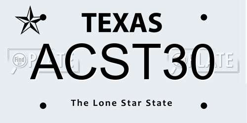 ACST30 Texas License Plate