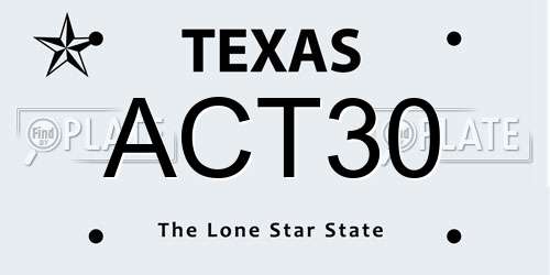 ACT30 Texas License Plate
